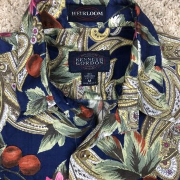 Kenneth Gordon Mens Size M Short Sleeve Button Up Shirt Floral Paisley Print USA - Picture 3 of 8